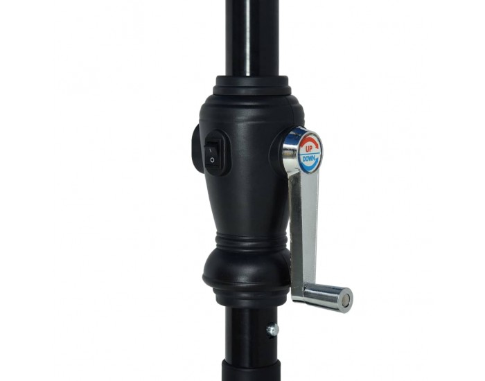 Sonata Градински чадър с LED лампички и стоманен прът, 300 см, син