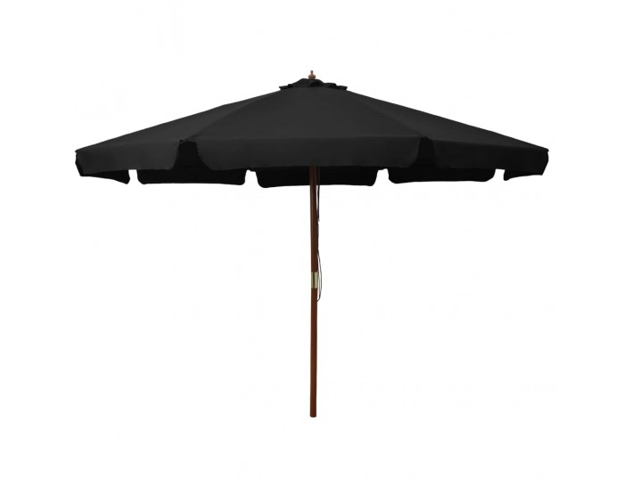 Sonata Градински чадър с дървен прът, 330 см, черен