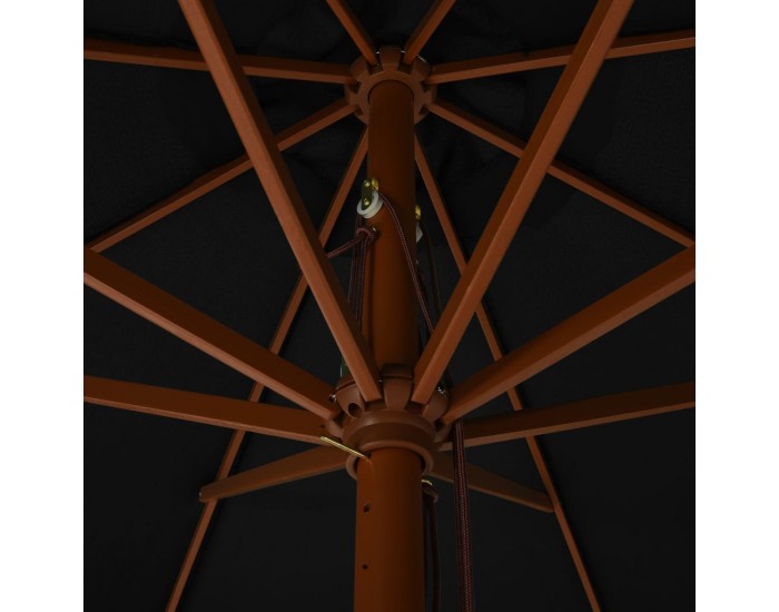 Sonata Градински чадър с дървен прът, 330 см, черен