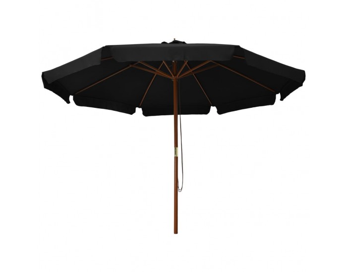 Sonata Градински чадър с дървен прът, 330 см, черен