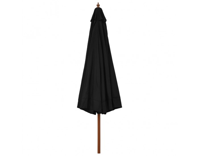 Sonata Градински чадър с дървен прът, 330 см, черен