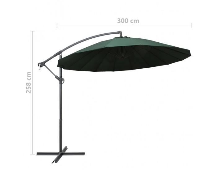 Sonata Висящ чадър за слънце, зелен, 3 м, алуминиев прът