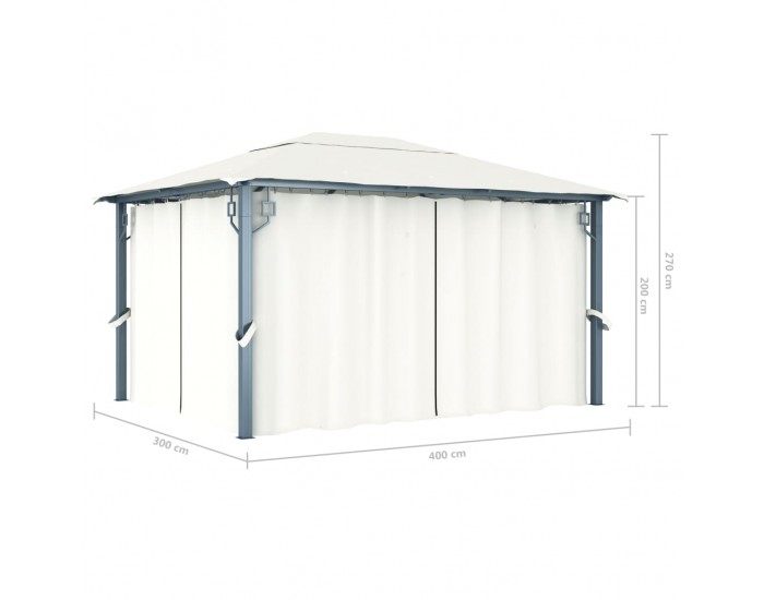 Sonata Шатра със завеси, 400х300 см, кремава, алуминий