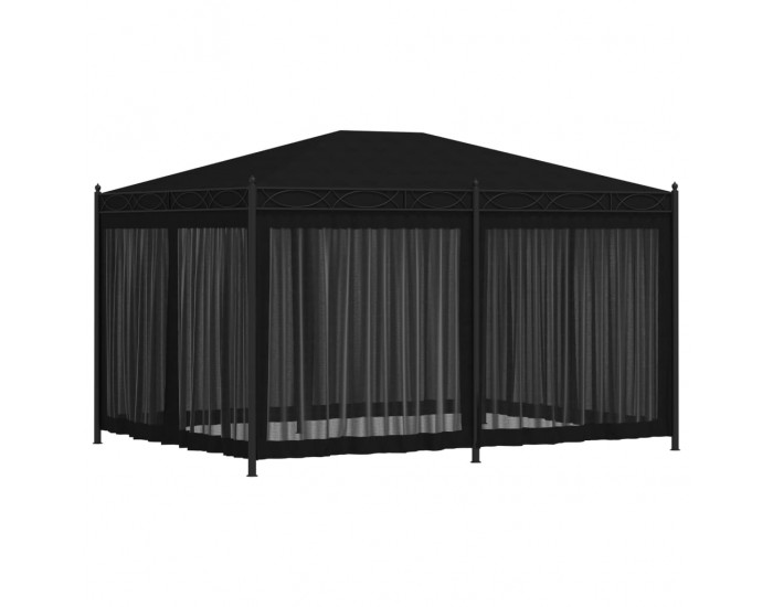 Sonata Градинска шатра със завеси, 3x4 м, антрацит, стомана