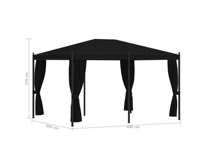 Sonata Градинска шатра със завеси, 3x4 м, антрацит, стомана
