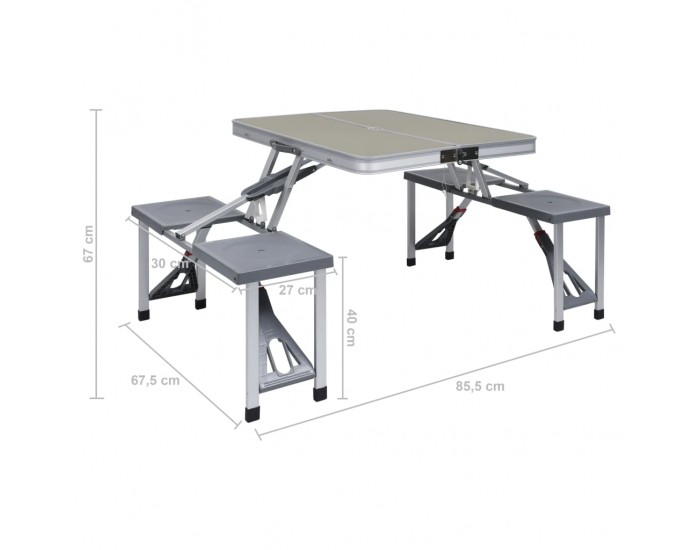 Sonata Сгъваема къмпинг маса с 4 седалки, стомана, алуминий
