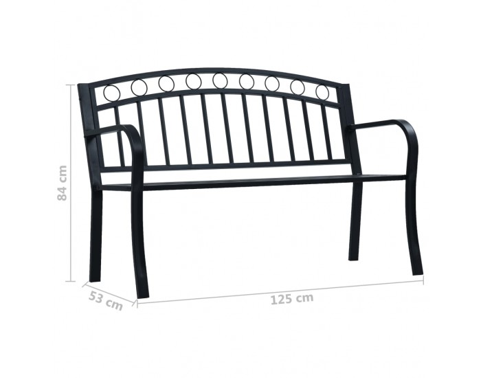 Sonata Градинска пейка, 125 см, черна, стомана