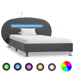 Sonata Рамка за легло с LED, сива, изкуствена кожа, 90x200 cм - Тапицирани легла
