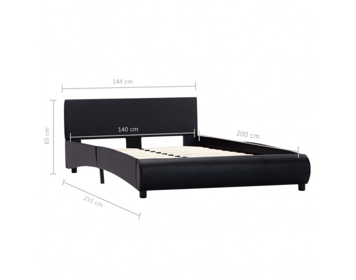 Sonata Рамка за легло, черно, изкуствена кожа, 140x200 cм