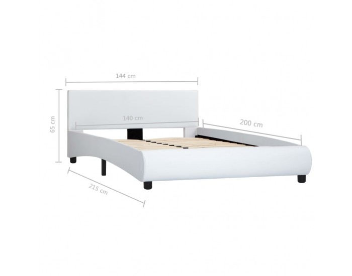 Sonata Рамка за легло, бяла, изкуствена кожа, 140x200 cм