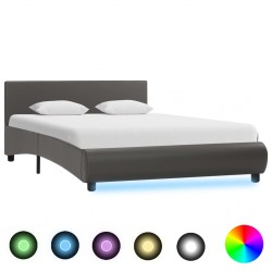 Sonata Рамка за легло с LED, сива, изкуствена кожа, 140x200 cм - Тапицирани легла