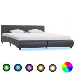 Sonata Рамка за легло с LED, сива, изкуствена кожа, 180x200 cм - Тапицирани легла