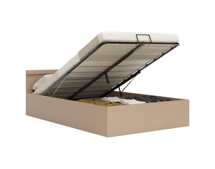 Sonata Хидравлично легло с LED капучино изкуствена кожа 180x200 cм