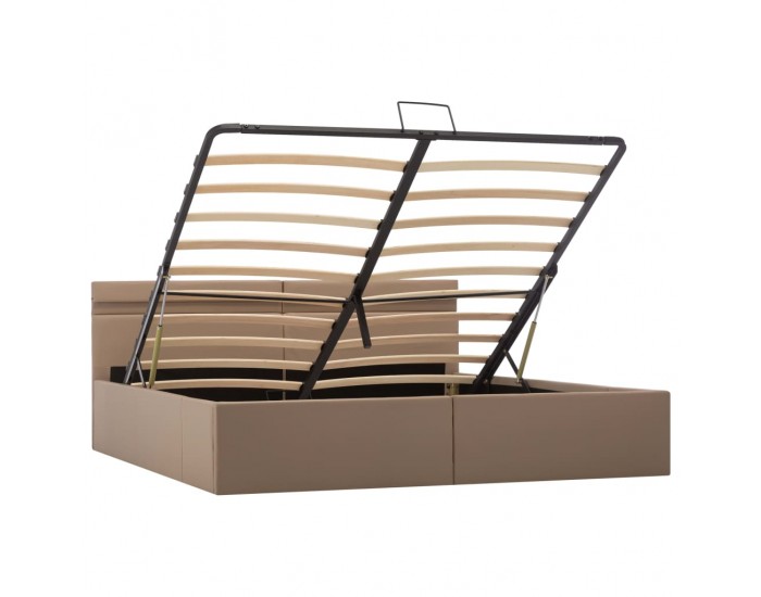 Sonata Хидравлично легло с LED капучино изкуствена кожа 180x200 cм