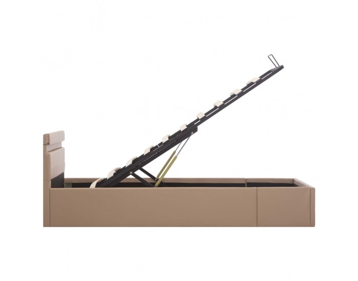 Sonata Хидравлично легло с LED капучино изкуствена кожа 180x200 cм