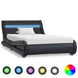 Sonata Рамка за легло с LED, черна, изкуствена кожа, 90x200 cм - Тапицирани легла