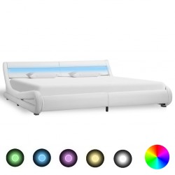 Sonata Рамка за легло с LED, бяла, изкуствена кожа, 180x200 cм - Тапицирани легла