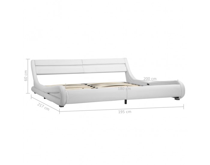 Sonata Рамка за легло с LED, бяла, изкуствена кожа, 180x200 cм