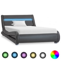 Sonata Рамка за легло с LED, сива, изкуствена кожа, 100x200 cм - Тапицирани легла