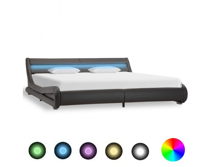 Sonata Рамка за легло с LED, сива, изкуствена кожа, 180x200 cм