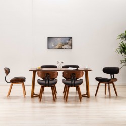 Sonata Трапезни столове, 6 бр, сиви, извито дърво и текстил - Трапезни столове