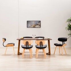 Sonata Трапезни столове, 6 бр, черни, извито дърво и изкуствена кожа - Трапезни столове