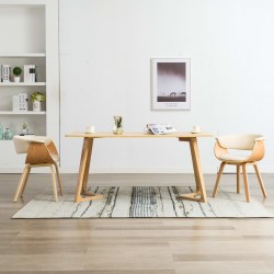 Sonata Трапезни столове, 2 бр, кремави, извито дърво и изкуствена кожа - Трапезни столове
