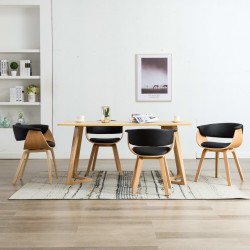 Sonata Трапезни столове, 4 бр, черни, извито дърво и изкуствена кожа - Трапезни столове