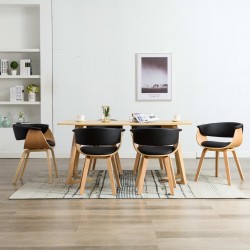 Sonata Трапезни столове, 6 бр, черни, извито дърво и изкуствена кожа - Трапезни столове