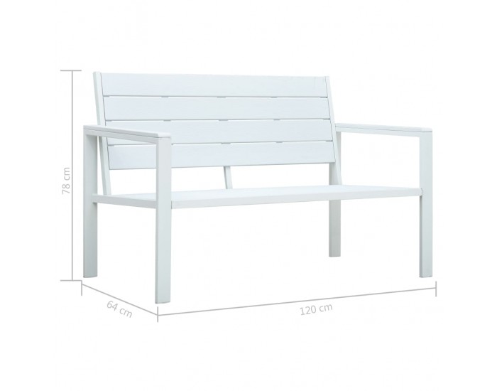 Sonata Градинска пейка, 120 cм, HDPE, бяла, имитация на дърво Sonata Градинска пейка, 120 cм, HDPE, бяла, имитация на дърво