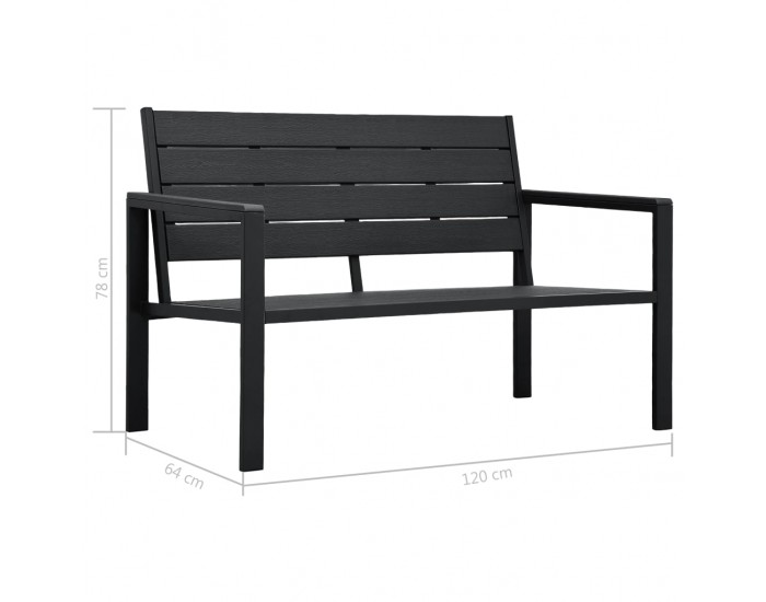 Sonata Градинска пейка, 120 cм, HDPE, черна, имитация на дърво Sonata Градинска пейка, 120 cм, HDPE, черна, имитация на дърво