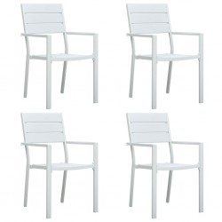 Sonata Градински столове, 4 бр, бели, HDPE, имитация на дърво - Градина
