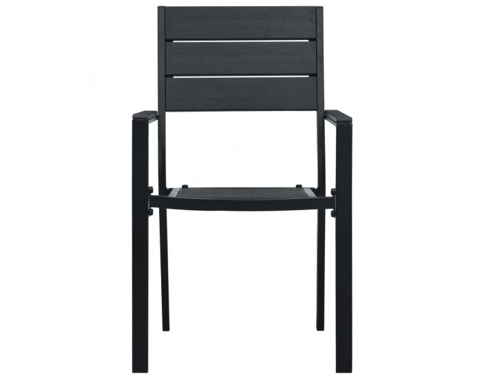 Sonata Градински столове, 4 бр, черни, HDPE, имитация на дърво