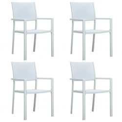 Sonata Градински столове, 4 бр, бели, пластмасов ратан - Градина