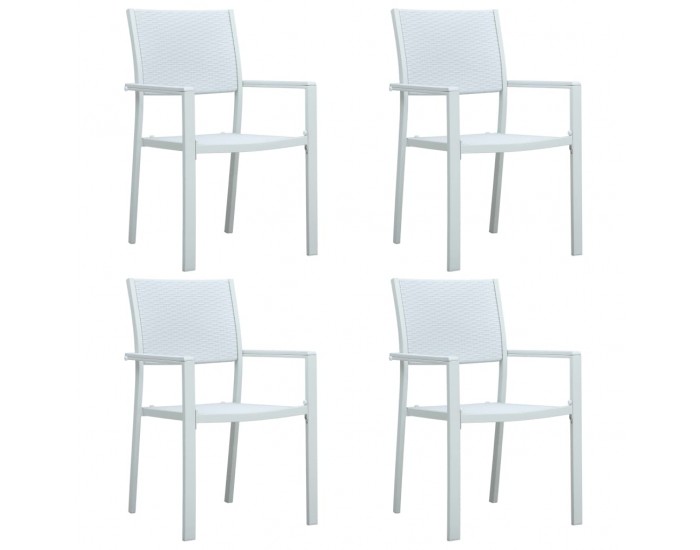 Sonata Градински столове, 4 бр, бели, пластмасов ратан