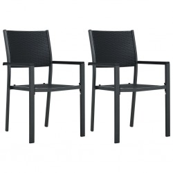 Sonata Градински столове, 2 бр, черни, пластмасов ратан - Градински столове
