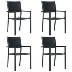 Sonata Градински столове, 4 бр, черни, пластмасов ратан - Градина