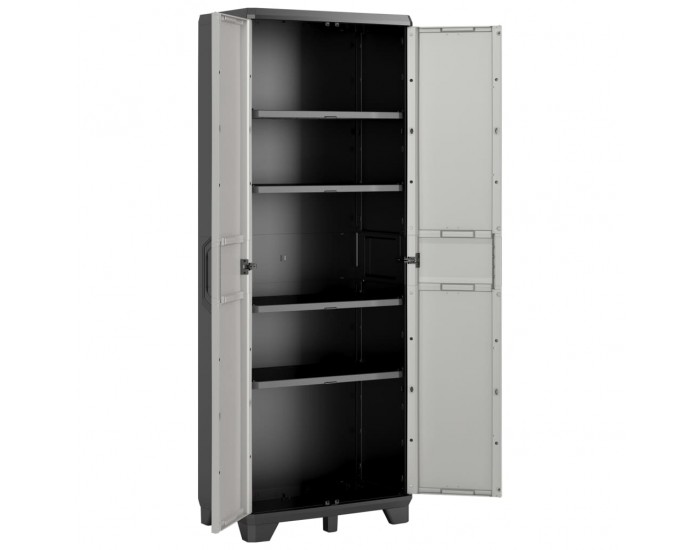 Keter Висок шкаф Gear, черно и сиво, 68x39x182 см