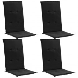 Sonata Възглавници за градински столове, 4 бр, черни, 120x50х3 см - Градински столове