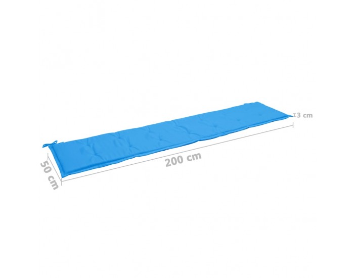 Sonata Възглавница за градинска пейка, синя, 200x50x3 см
