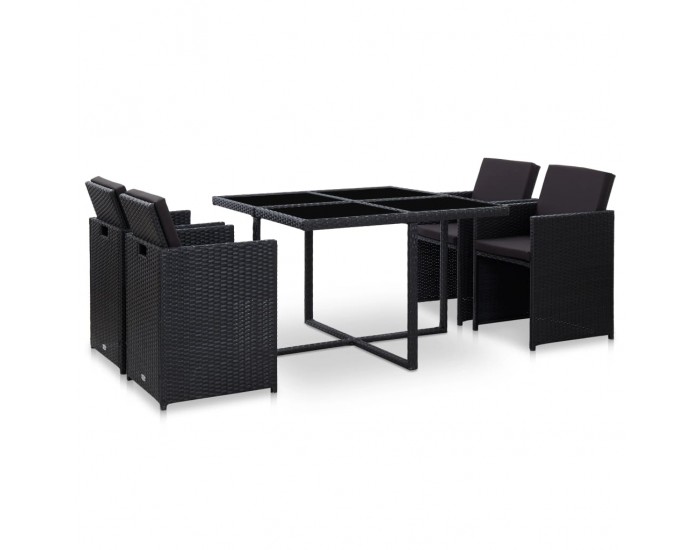 Sonata Градински комплект с възглавници, 5 части, полиратан, черен Sonata Градински комплект с възглавници, 5 части, полиратан, черен