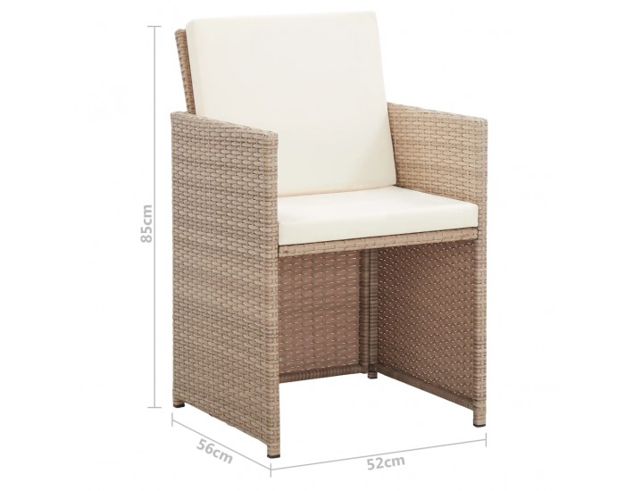 Sonata Градински комплект с възглавници, 5 части, бежов полиратан