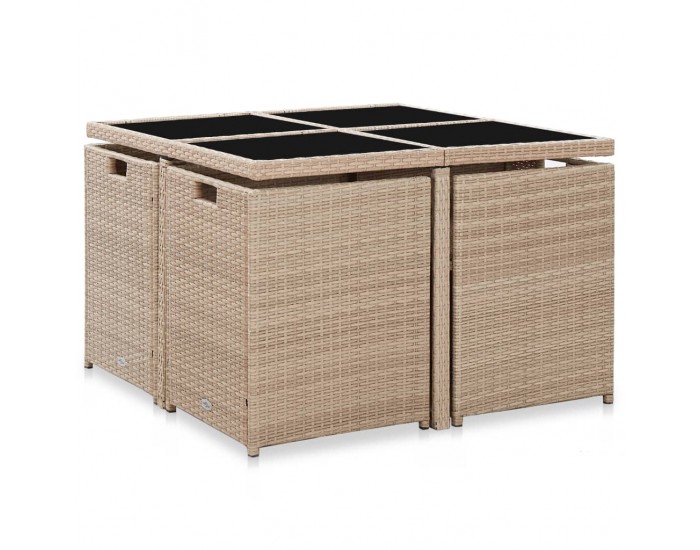 Sonata Градински комплект с възглавници, 5 части, бежов полиратан