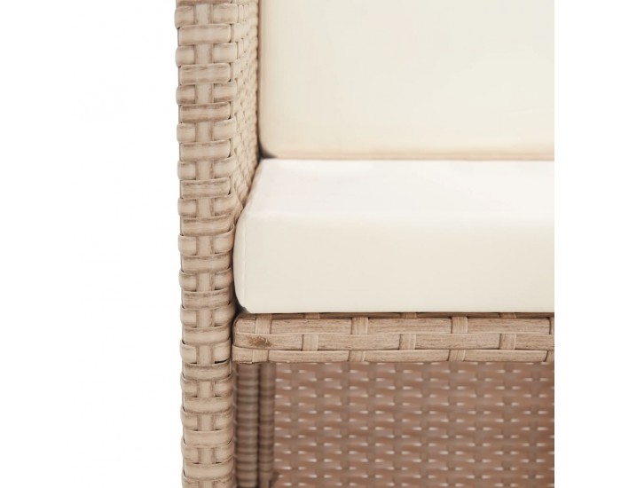 Sonata Градински комплект с възглавници, 5 части, бежов полиратан