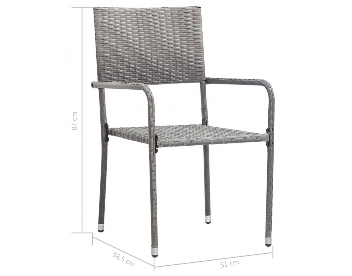Sonata Външни трапезни столове, 2 бр, полиратан, сиви