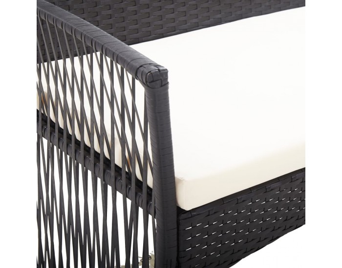 Sonata Градински комплект с възглавници, 4 части, черен полиратан