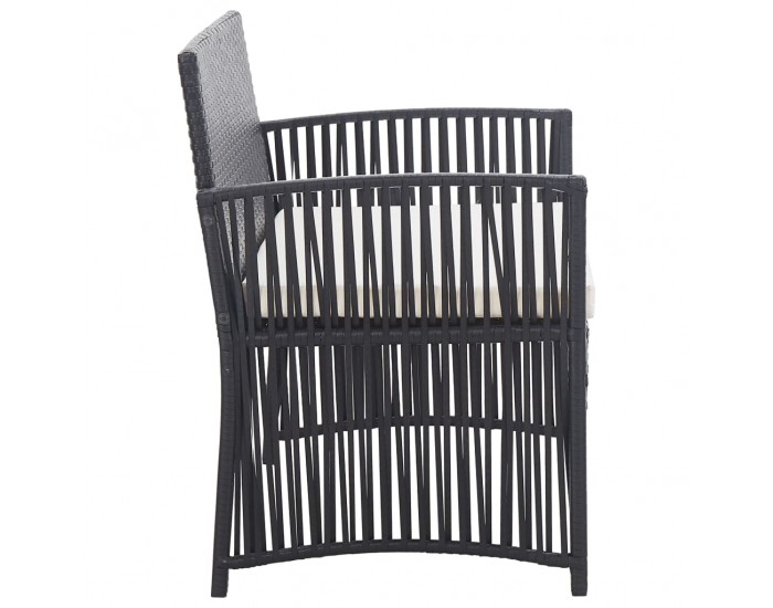 Sonata Градински комплект с възглавници, 4 части, черен полиратан