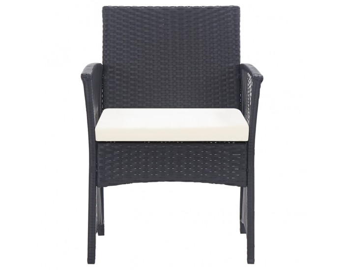 Sonata Градински комплект с възглавници, 4 части, черен полиратан