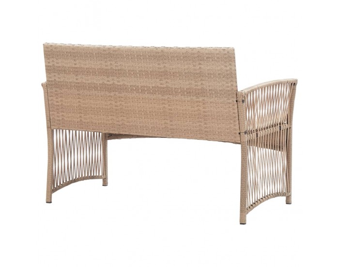 Sonata Градински комплект с възглавница, 4 части, бежов полиратан