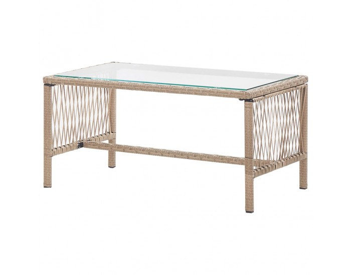 Sonata Градински комплект с възглавница, 4 части, бежов полиратан